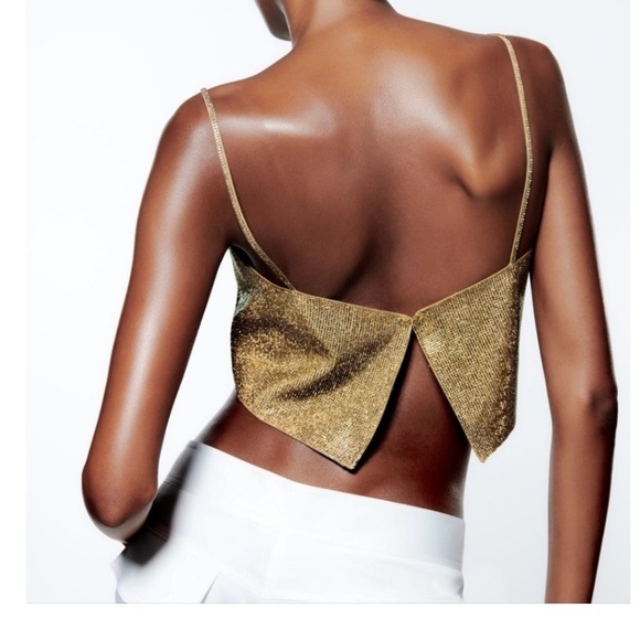 ‼️WOW‼️ZARA GOLD SEQUENCE CROP TUBE TOP‼️NWT - Picture 4 of 9